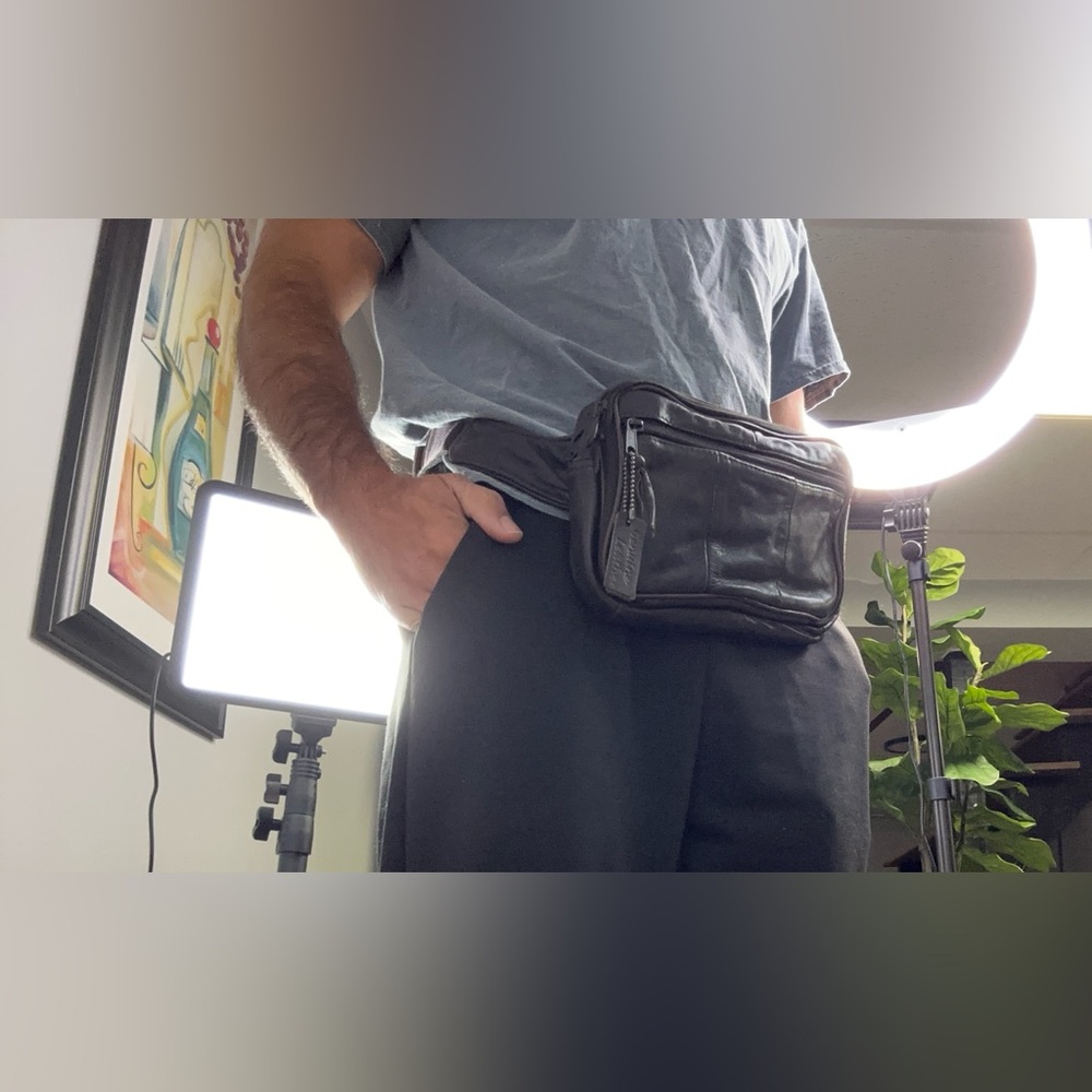 Vintage Men’s Fanny Pack Bag Genuine Leather Brown